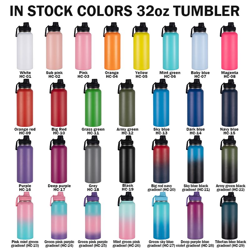 couleurs de bouteilles d'eau