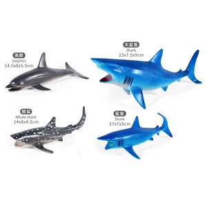 UCOK批发逼真海洋动物套装塑料逼真海鲨海豚海豹人物儿童3D模型玩具