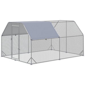 9.8 Ft. X 13.1 Ft. Metal <strong>Chicken</strong> Coop Walk-in <strong>Chicken</strong> Run Flat <strong>Shaped</strong> Cage for Farm Breeding Base Courtyard - Product Image 5