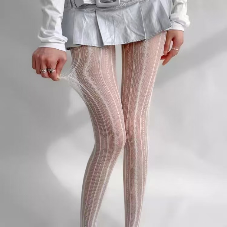 Diamond twisted tights white