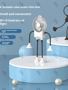 Small Robot Fan, Fun Desk Fan with Suckers Rechargeable Portable Fan and Phone Stand 2 in 1 for Office Travel and Cars - Product Image 2