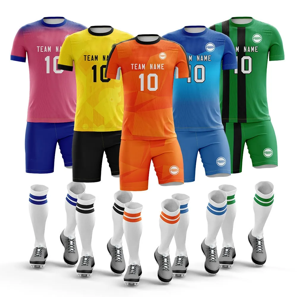 2022-23 Customized Team Soccer Jersey Sets Quick Dry Practice Soccer Wear for Men's Football Uniform Tops&shorts Sportswear