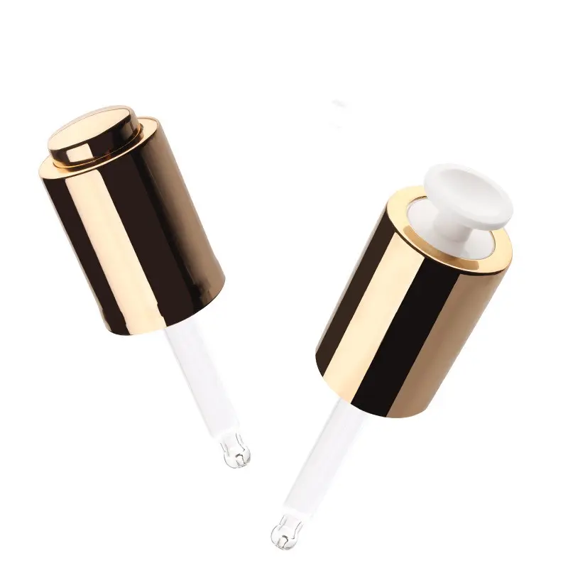 20/410 Gold Aluminum Press Button Dropper Cap silver button droplet press pump cap for essential oils