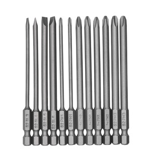 12PC 100mmスロット付きフィリップス六角ハンドル延長S2ドライバービットセット - Product Image 2
