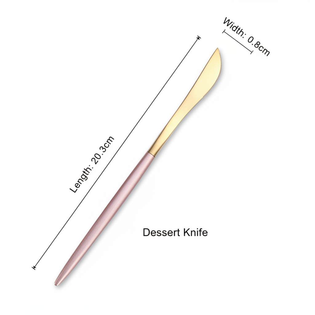 Couteau à dessert en or rose