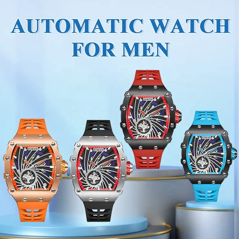 Individuelles Logo Eigenmarke Automatisches Uhrwerk Herren Armband luxus Skelett mechanische Uhr für Herren