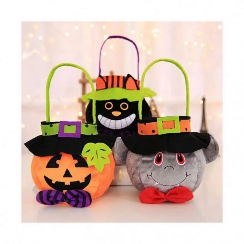 Oggetti di scena per cani decorazioni gonfiabili ciondoli di zucca raccapricciante borsa di stoffa ciondolo in ceramica borsa per bracciale vestiti animati cesto di Halloween