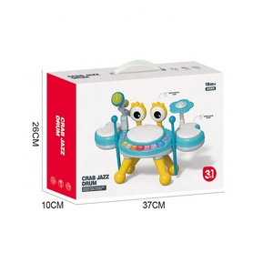 Set mainan musik pendidikan dini bayi, instrumen musik multifungsi mainan Drum Jazz elektronik dengan mikrofon 3 in 1 - Product Image 6
