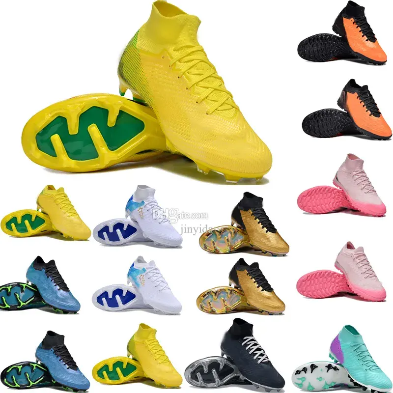 Jinyid Zapatos de fútbol para hombre Mercurial IX Elite FG Tacos Naranja Amarillo Competición Juventud Blast Cristiano Luminous Trendy