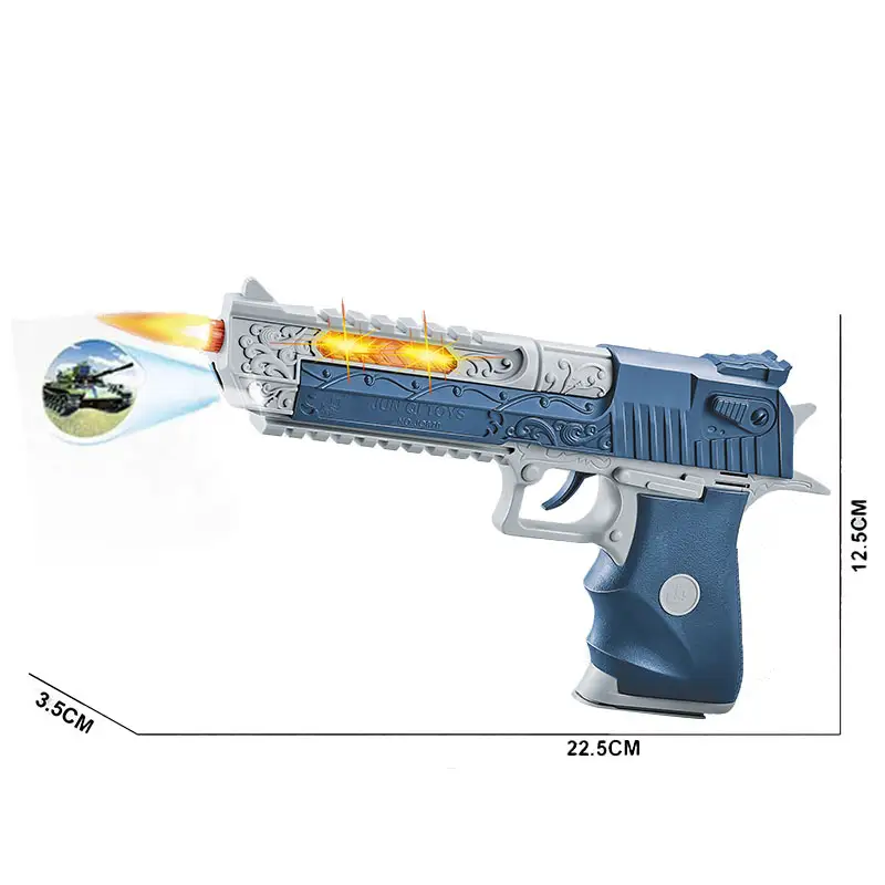 Arma de brinquedos de plástico personalizável, arma elétrica de vibração para crianças, pistola de projeção de brinquedo com som e luz