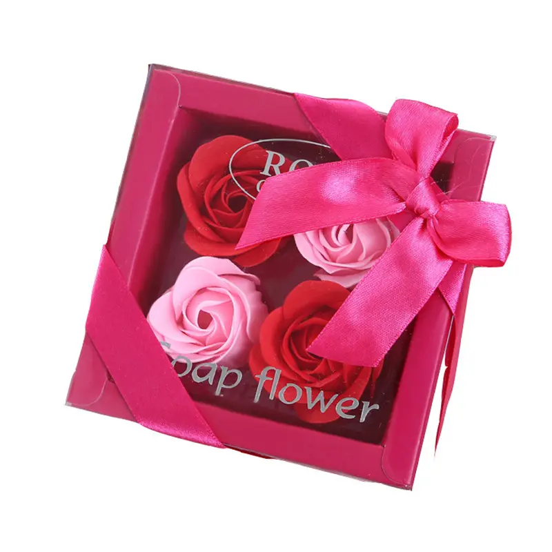 San valentino evento promozione regalo regalo di compleanno fiore fatto a mano confezione regalo 4 fiori di sapone rosa
