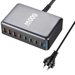 600W masaüstü GaN hızlı PD şarj 8 port USB tip-c adaptörü akıllı dijital cep scooter kulaklık için şarj standı standı - Product Image 5