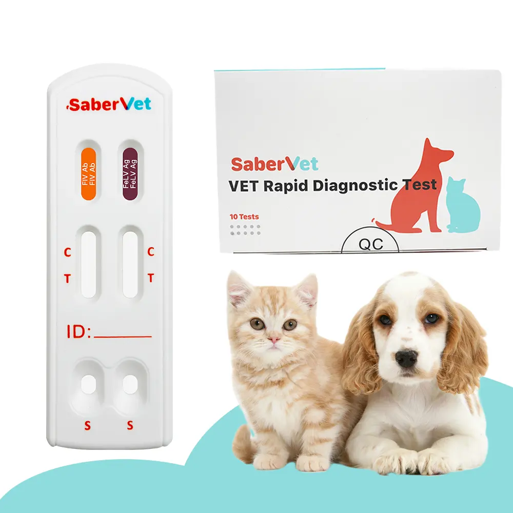 Attrezzatura veterinaria malattia infettiva FIV Ab/FeLV Ag diagnostico casa cat fiv / felv test rapido antigene kit per autotest su ho