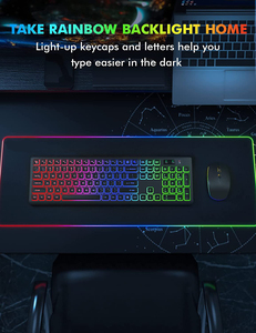 Combo de teclado y ratón inalámbricos 2025 retroiluminado, recargable y letras iluminadas RGB, tamaño completo, ángulo de inclinación ergonómico, modo de suspensión - Product Image 2