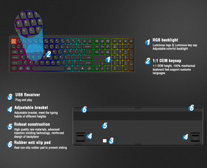 Teclado de tijeras de tres modos ultrafino, diseño ergonómico dividido, Trackpad de moda, nueva interfaz USB, tabletas mecánicas elegantes - Product Image 5