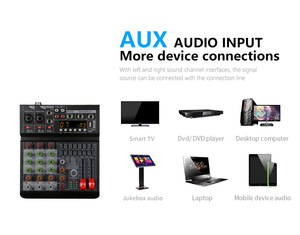 ISonger RV4/6 USB interfaccia 4 6 canali Mini Mixer Console mescladora de audio per la registrazione del Computer Home Karaoke con 16 DSP - Product Image 4