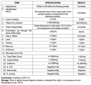 Direkt verkauf im Werk <span class=keywords><strong>Vitamin</strong></span> D3 CWS Pulver 500.000iu/g angereicherte Lebensmittel zusatzstoffe aus dem US-Lager Vit D3 - Product Image 3