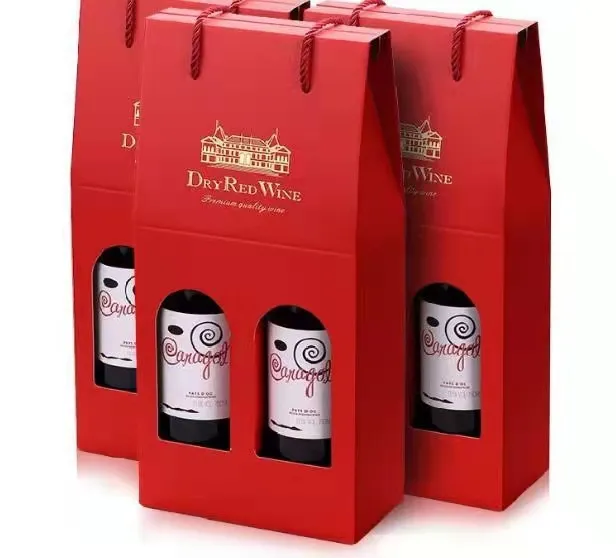 สีแดงไวน์กล่องบรรจุภัณฑ์ของขวัญกล่องเบียร์ที่กำหนดเองหรูหราการจัดส่งสินค้ากระดาษกระดาษแข็งกล่องไวน์