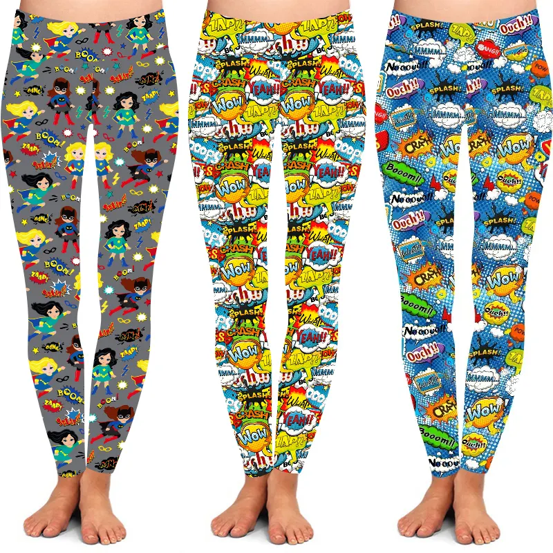 2023 New mix leggings wholesale buttery soft plus size super girls comic leggings