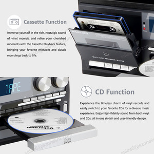 Reproductor de Cd múltiple Usb Sd Lp Record Entrada auxiliar Decoración del hogar Escritorio Polvo Radio Reproductor de cassette Tocadiscos de vinilo Tocadiscos