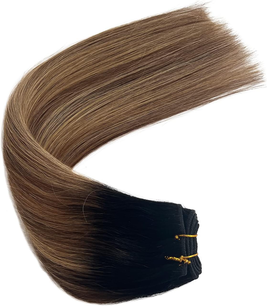 Ombre Noir à Châtain avec Blond Fraise
