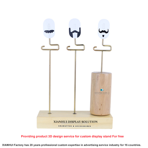 定制橡木餐桌广告展示闪亮金属标志支架竹制展示架零售柜台 - Product Image 2