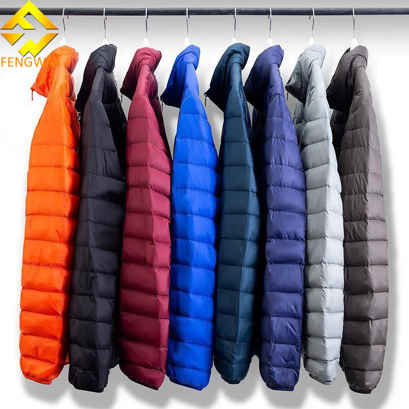 Fengway Custom Outdoor Light Warm Duck Feather Nylon Hooded Dwon Jacket Winter Bubble Coat piumini imbottiti