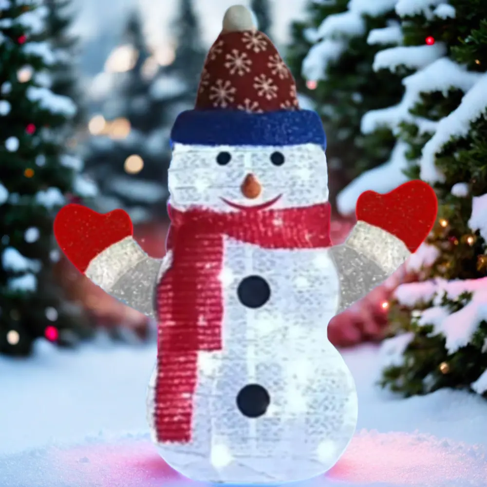 شكل رجل الثلج المنسوج الشبكي الناعم 24 بوصة يو أس بي ثماني وظائف للتوقيت وجهاز التحكم عن بعد 33 قطعة ضوء ليد ملون وردي