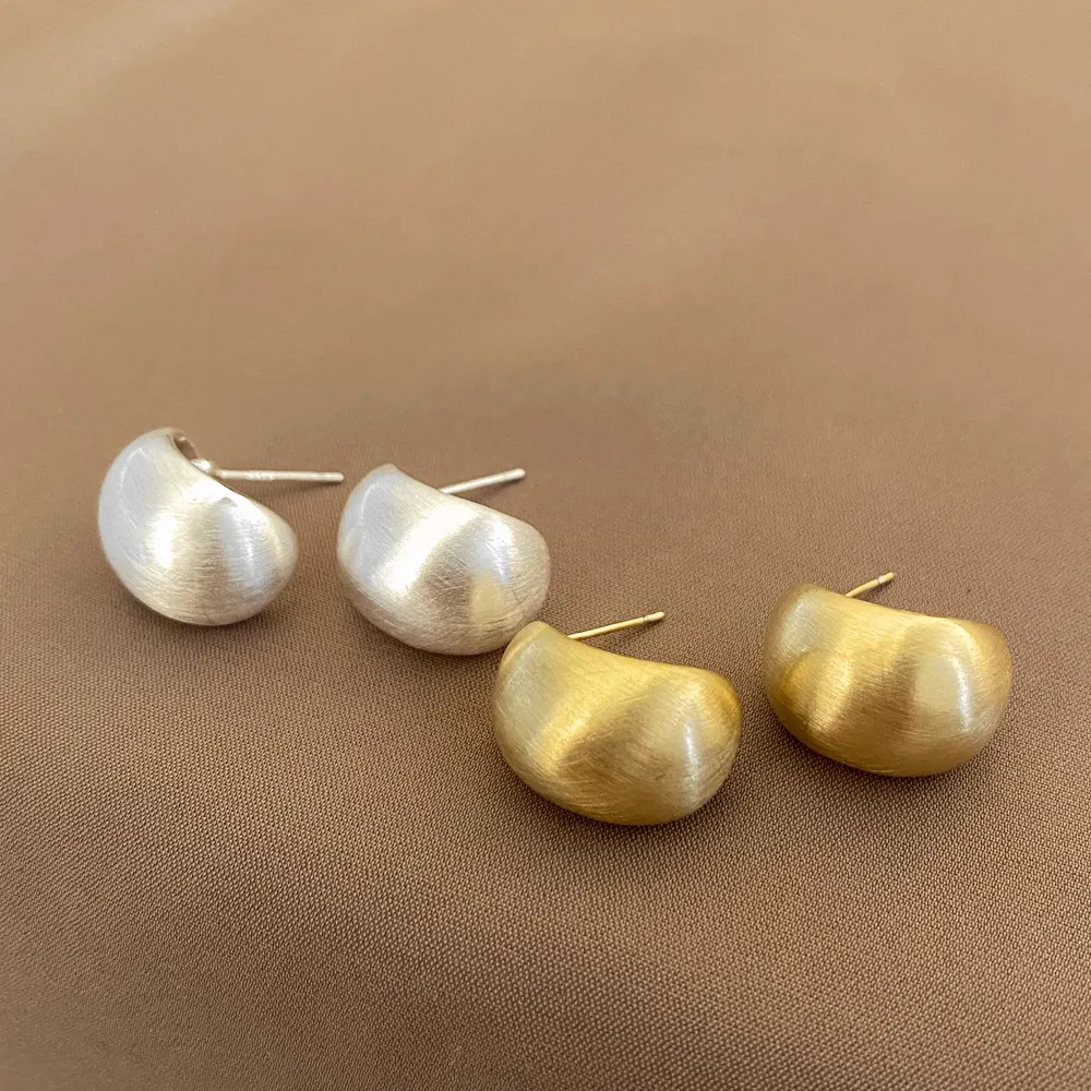 Vershal A-314 boucles d'oreilles de Style européen plaqué or 18k brossé en forme de perles géométriques