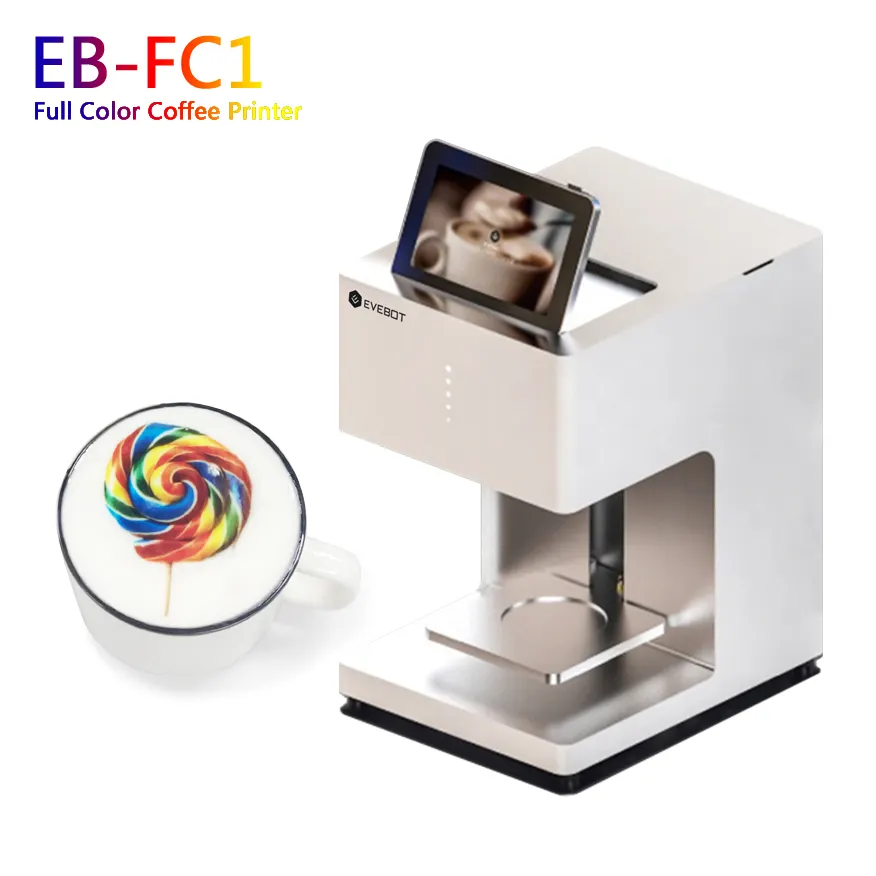 EVEBOT EB-FC Trasporto libero Selfie Caffè Stampante Inchiostro Commestibile Cappuccino/Latte/Mocha colore completo barista Dolci tablet CE