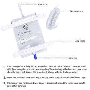 Penggunaan Tunggal 150ml 300ml 500ml tas koleksi urin hewan peliharaan dengan tabung ekstensi & tali gantung untuk drainase urin anjing - Product Image 6
