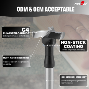 ดอกสว่านเจาะโค้งปรับได้ TIDEWAY หัวเพชรเหล็ก TCT ชุดดอกสว่านเจาะบานพับ สำหรับการตัดไม้แบบตรงกลาง - Product Image 4