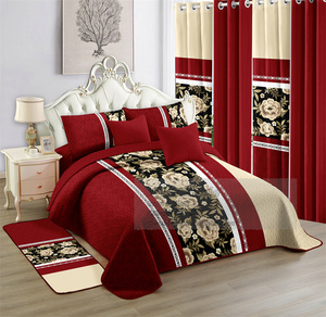 Luxury 12 Pcs Bedspread <strong>Bedding</strong> Sheet Set king <strong>Size</strong> Quilted Blanket <strong>Bedding</strong> with Matching Curtains Ready to Ship - Product Image 5