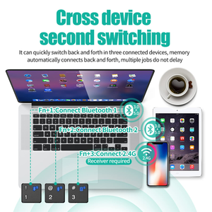 Combinación de teclado y ratón inalámbricos Bluetooth de 2,4G, combinación de ratón y teclado ultradelgado multidispositivo con 12 teclas de acceso rápido para Windows - Product Image 5