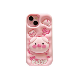 3D Silicone Cute Cartoon Pig Protection Phone <strong>Shell</strong> With <strong>Flexible</strong> Phone Stand Silicone Cover for IPhones 16 Pro Max 15 Covers - Product Image 6