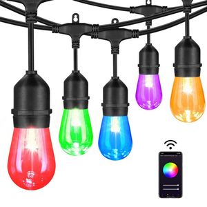 Luces LED RGBW Cadena de luces inteligente Navidad IP65 Decoración exterior Wi-Fi App Controlada 24ft 12LEDs Festoon Iluminación - Product Image 1