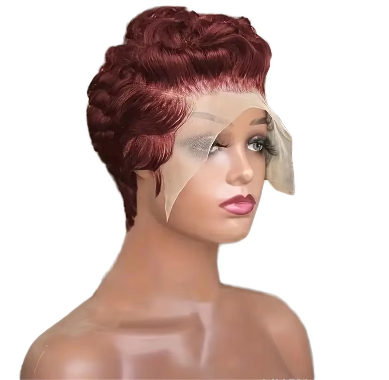 99J #13X4 bouclés Pixie coupe perruque
