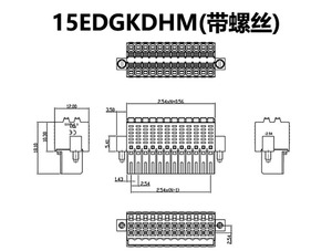 15EDGKDHM Bloque de terminales de resorte enchufable PCB de capa de doble fila compacta de 2,54mm 0156-1AXX-BK - Product Image 2