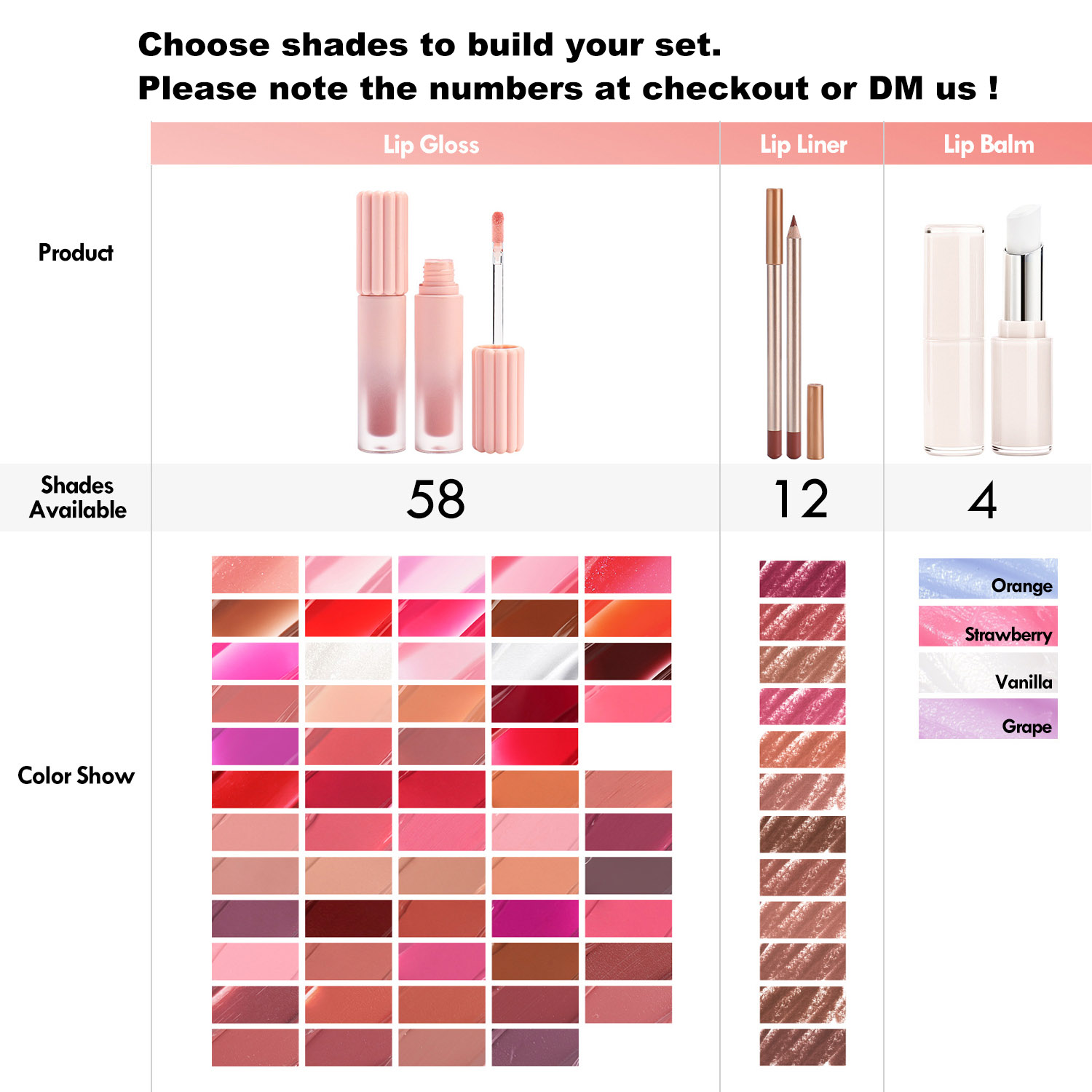 Couleurs disponibles
