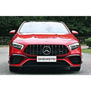 A45 AMGモデルに変更されたベンツAクラスW177 2020-2022に適したグリルとリアリップ付きのフロントバンパーとリアバンパーが含まれています - Product Image 1