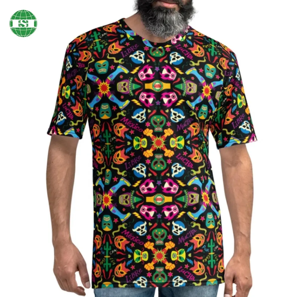 Camisetas de manga corta con estampado gráfico personalizado para hombre, pulóver de sublimación, cuello redondo, cuello en V, OEM, con su propio diseño