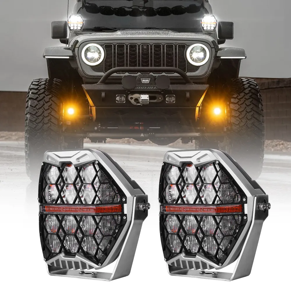 120W High Low Beam Amber DRL Led Driving Light 7 Inch Round Offroad Led Work Light 7'' Off Road Light For Jeep Suv Atv utv Truck