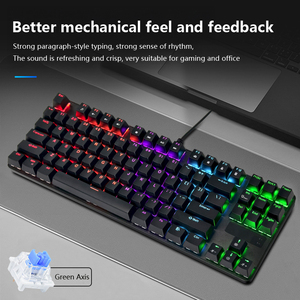 Teclado mecánico con cable, 87 teclas, retroiluminación mecánica de colores mezclados, ordenador de escritorio, oficina, juego de deportes electrónicos, Teclado mecánico - Product Image 3