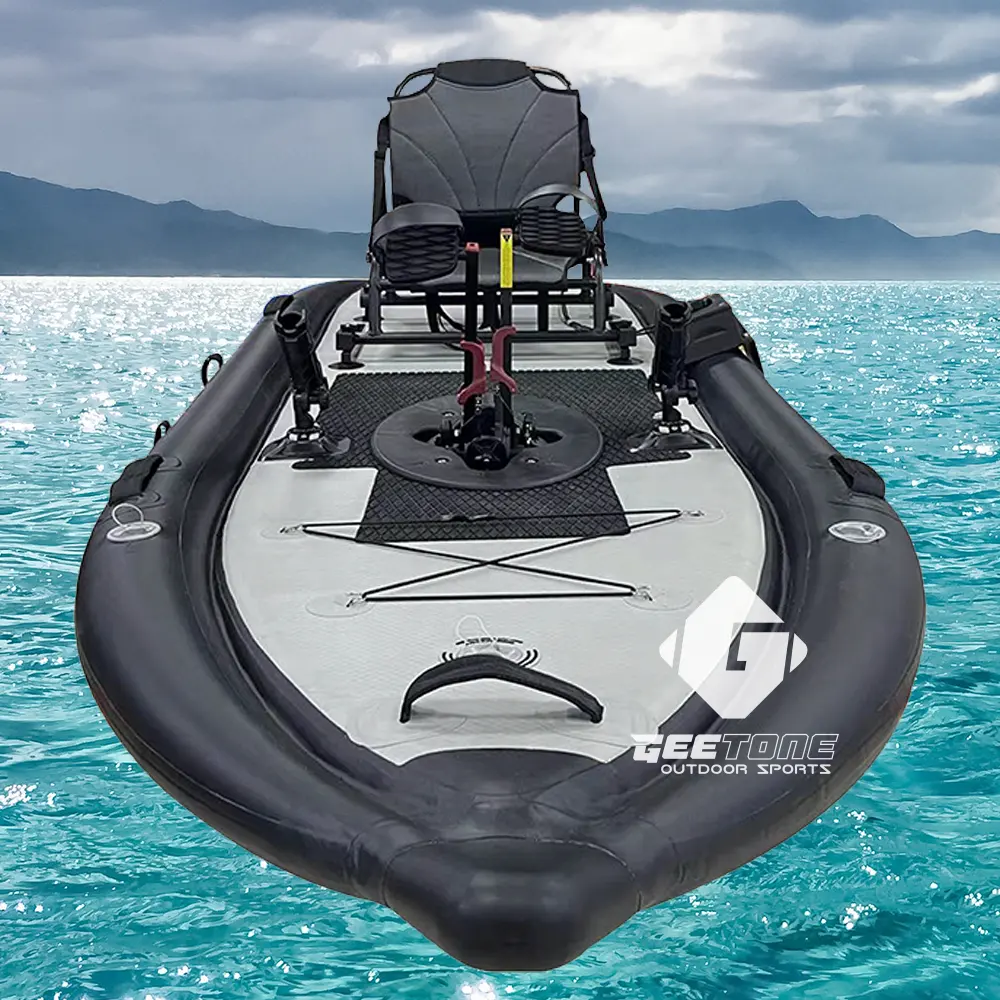 GeeTone Pedal Flap Kayak gonfiabile rinforzato PVC 1000D Drop stitch pedale Drive Kayak da pesca con sistema di timone