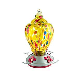 手工吹制玻璃蜂鸟喂食器，带4个喂食器吊钩和绳索 - Product Image 5