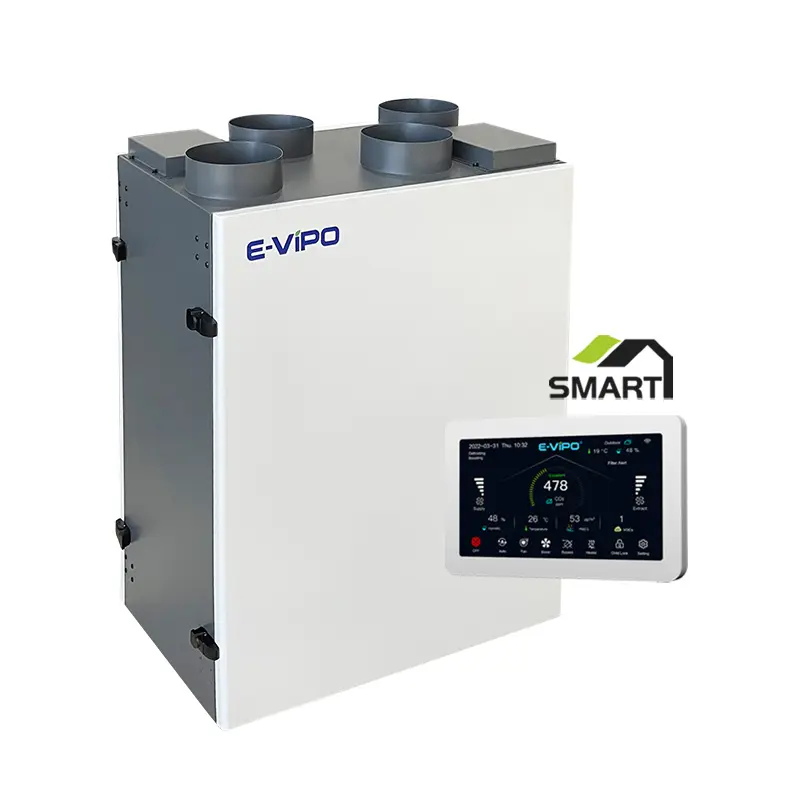 E-VIPO HRV ısı geri kazanımı havalandırma HVAC sistemi taze hava Recuperator 150m 3/h 800m 3/h çift akı VMC mekanik havalandırma