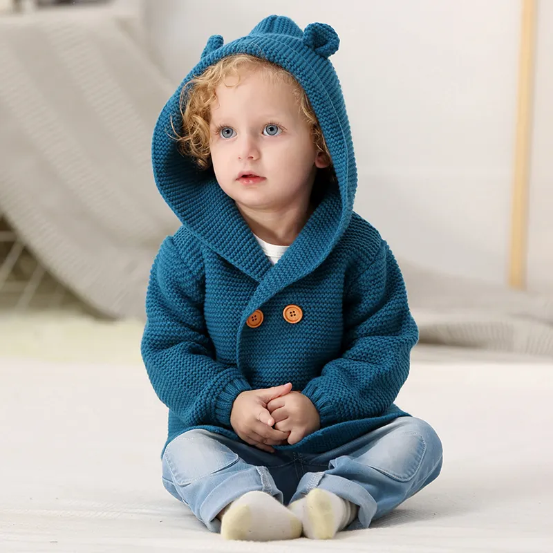 Mimixiong Su Misura Del Bambino per bambini Con Cappuccio Maglioni Cappotto Con Il Tasto Del Bambino Cardigan Abbigliamento Lavorato A Maglia Del Maglione Del Bambino Cardigan Per L'inverno