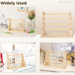 Supporto per orecchini in legno rustico a 4 livelli con ganci in stile moderno semplice porta espositore per la casa per il Design ODM