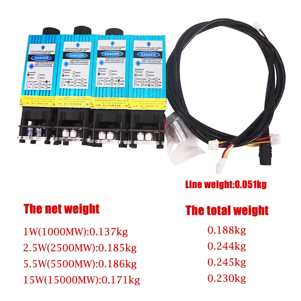 Módulo láser de diodo TTL PMW, Control combinado, 405NM, 450NM, láser púrpura azul para máquina de grabado láser de madera de escritorio, uso artesanal, 0,5 W, 10W