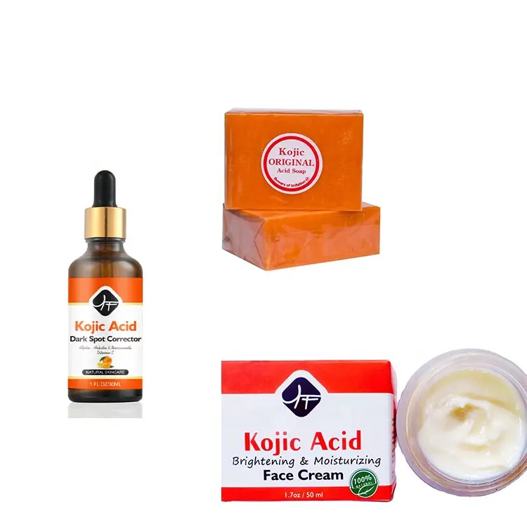 2023 KOJIC ACID FAMILY SET Conjunto de marca própria natural para pele brilhante KOJIC sabonete óleo facial Kojic creme acid conjunto de cuidados com a pele